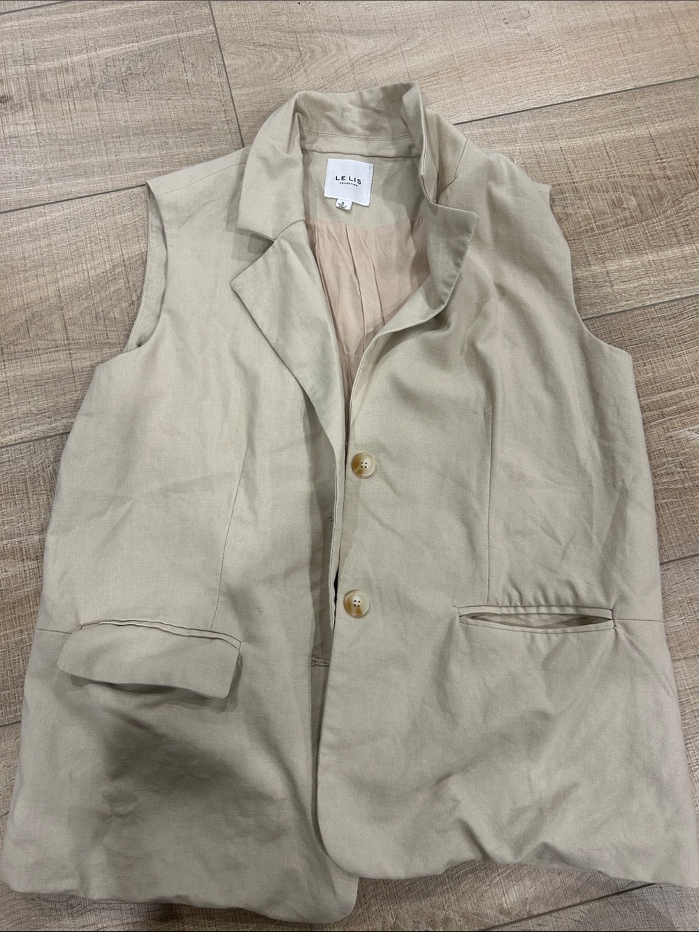 Le Lis women’s  Sleeveless Blazer Vest - Light Beige